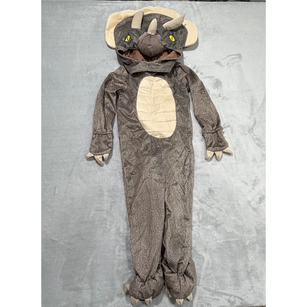 Spirit Halloween Kids Triceratops Dinosaur Costume 3-4T Brown Jumpsuit Plush